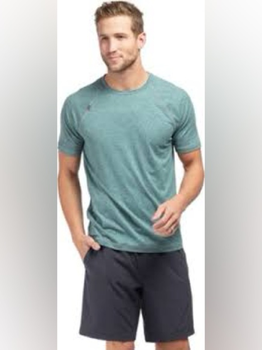 RHONE Reign Men's Heather Teal Short-Sleeve Performance Tee L